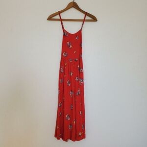 NEW Nordstrom Red Floral Wide Leg Jumpsuit L Large Palazzo